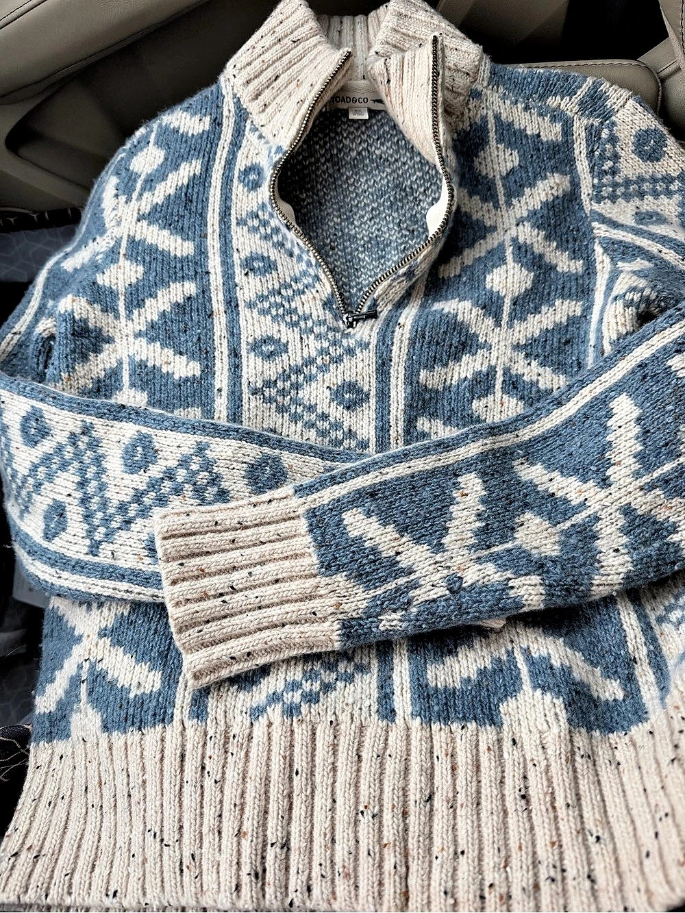 Toad&Co Wilde 1/4 Zip Sweater Blue & Cream XS